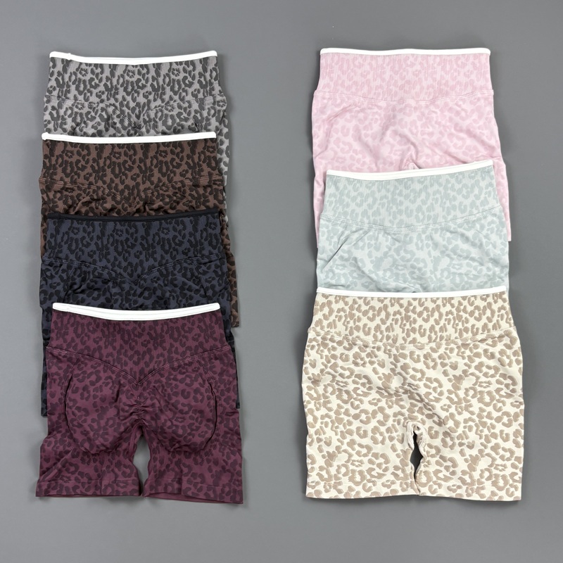 Pilates Yoga Fit - HISTELLO Gym Shorts Leopard Print Women
